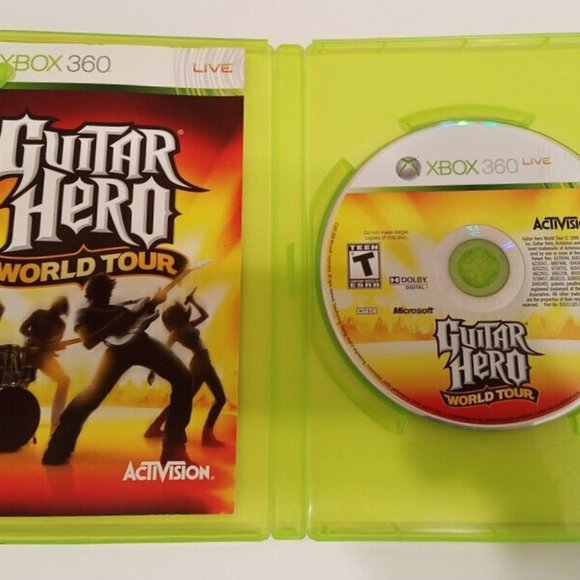 Guitar Hero World Tour Wireless Sunburst Controller Xbox 360 4 Games Bundle - Picture 8 of 12